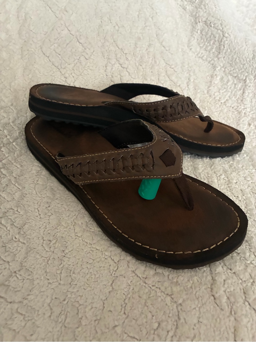 CLARKS Brown Leather Women's Thong Sandals